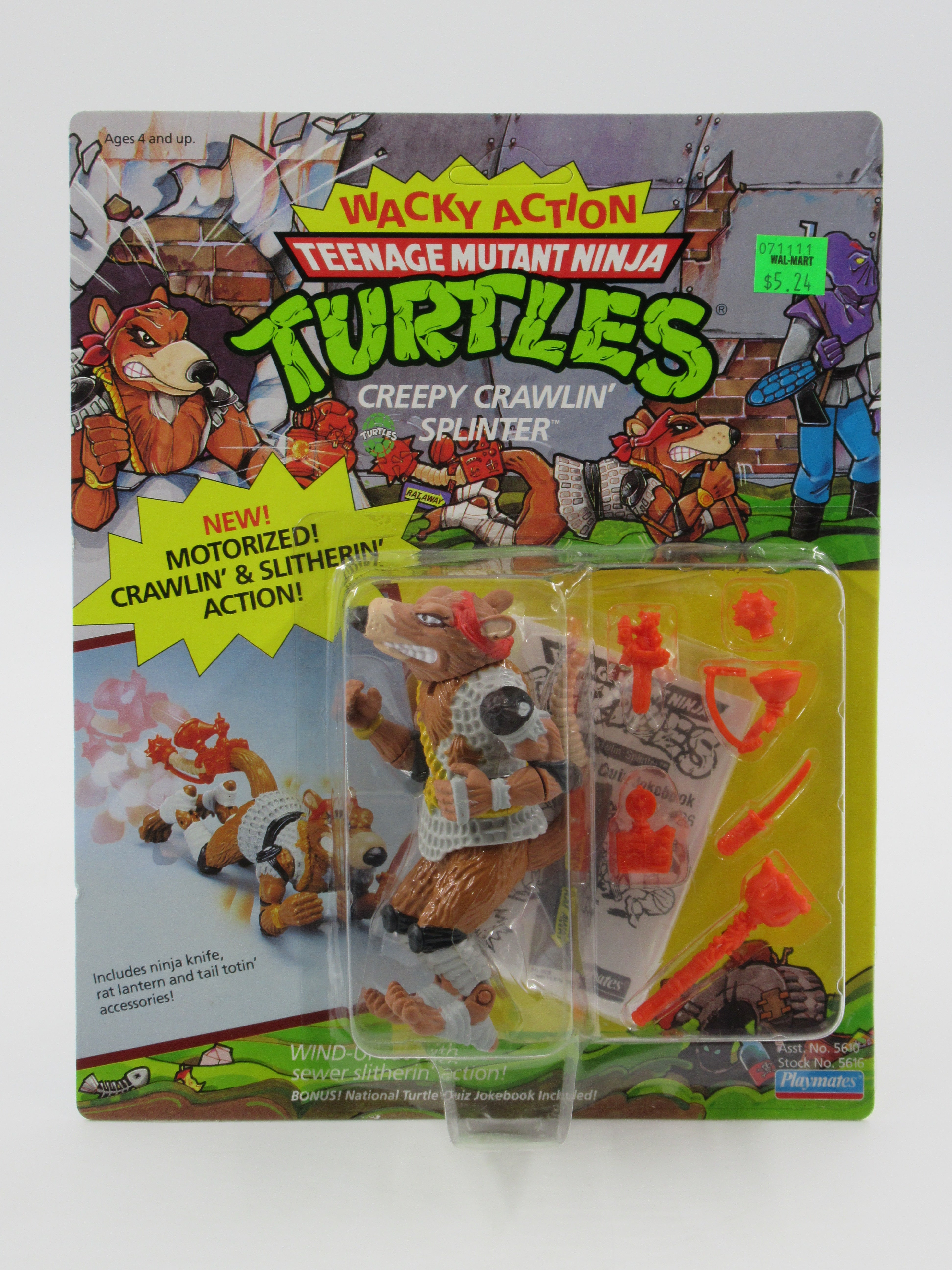 Teenage Mutant Ninja Turtles Creepy Crawlin' Splinter Wacky Action 4.5" Figure TMNTs - Playmates (1990)